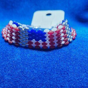 Celebrate Freedom Bracelet – Dual Beaded USA Flag Design (17, 19, 20 cm)
